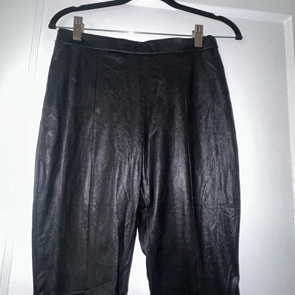 Womens Amanda Uprichard Faux Leather cropped Pants black NWT sz SM inseam 26” - Picture 3 of 13